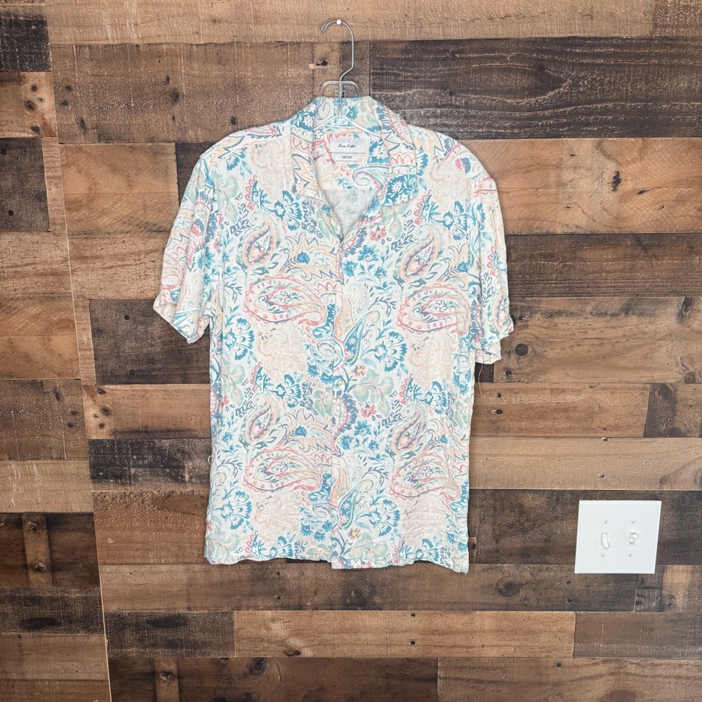 Men's Paisley Print Shirt in Blue and Pink